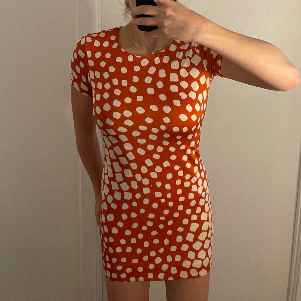 DVF Short Sleeved Fitted Polka Dot Mini Dress